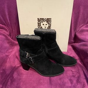 Black suede high ankle boot by Anne Klein
